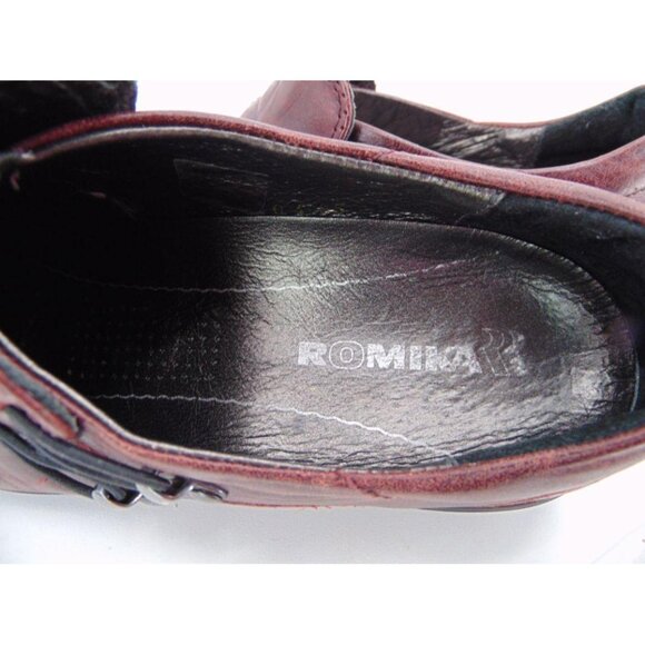 Romika Dark Red Two Hook Shoes US 8 EUR 39 Round Toe Elastic Loop Leather - Picture 14 of 16